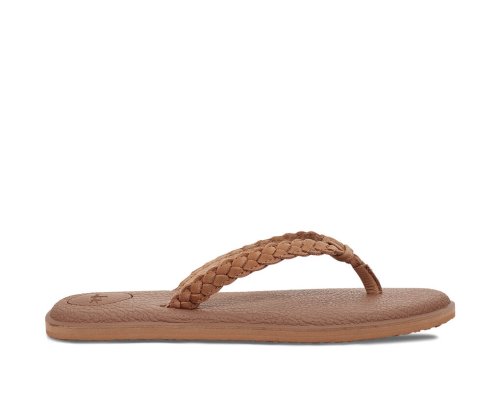 Sanuk Yoga Braid Leather - Sanuk Flip Flops Womens Brown - Philippines WOVRZQ183